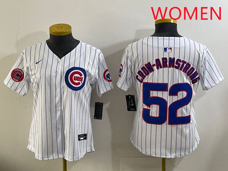 Women 2025 Chicago Cubs #52 Crow-Armstrong White Stripe Game Nike MLB Jersey style 5->women mlb jersey->Women Jersey